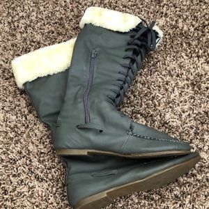 Grey fur lined boots